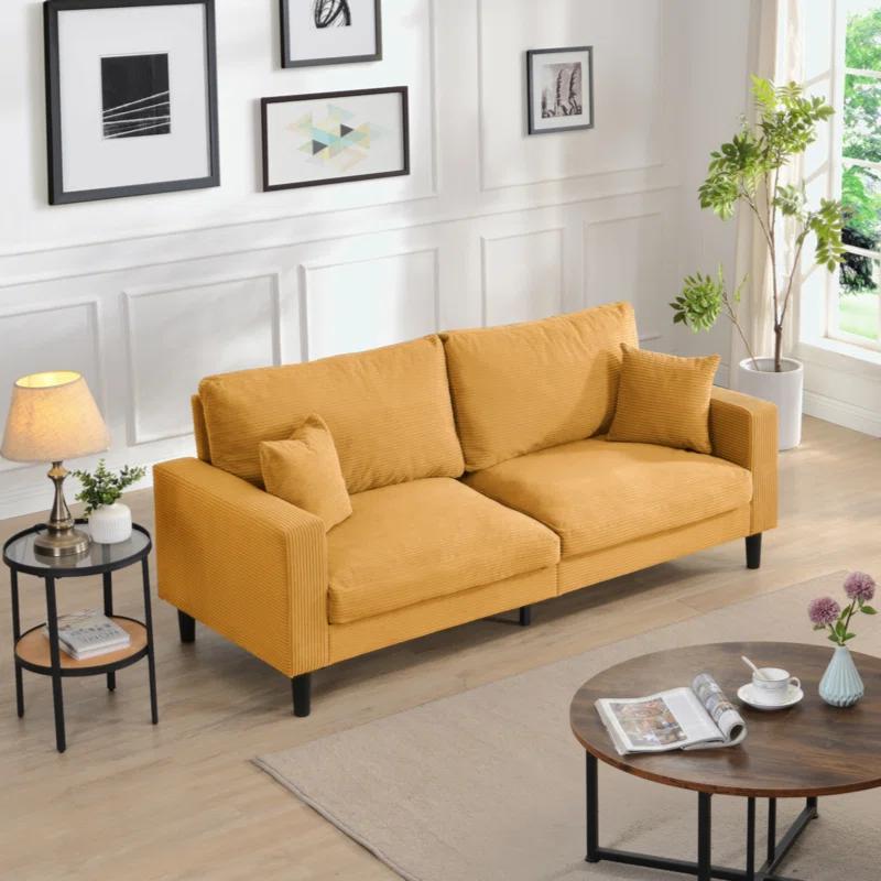 74" High Resilience Three Seater Sofa, Wooden Frame 3 Seat Sofa, Comfy ,   Modern Upholstered Sofa, Living Room Bedroom Apartment