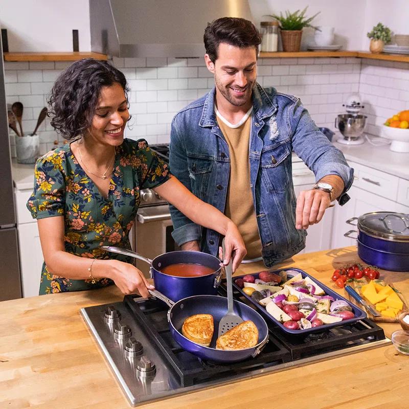 Granitestone Blue 20 Piece Aluminum Non Stick Cookware & Bakeware Set with Ultra Nonstick Surface, Oven & Dishwasher Safe
