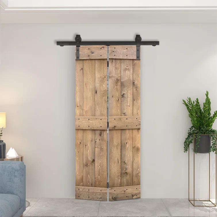 Calhome 84'' Solid Wood Double Pane Painted Bi-Fold Door