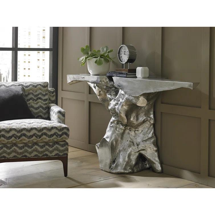 Silver Leaf Rectangular Contemporary Console Table