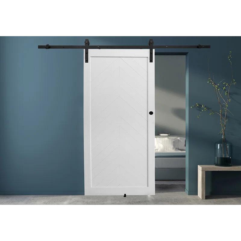 LTL Home Products Chevron PVC/Vinyl Millbrooke Barn Door with Installation Hardware Kit