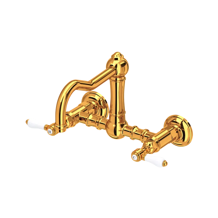 Rohl Acqui Wall Mount Bridge Kitchen Faucet With Column Spout A1456LPIB-2