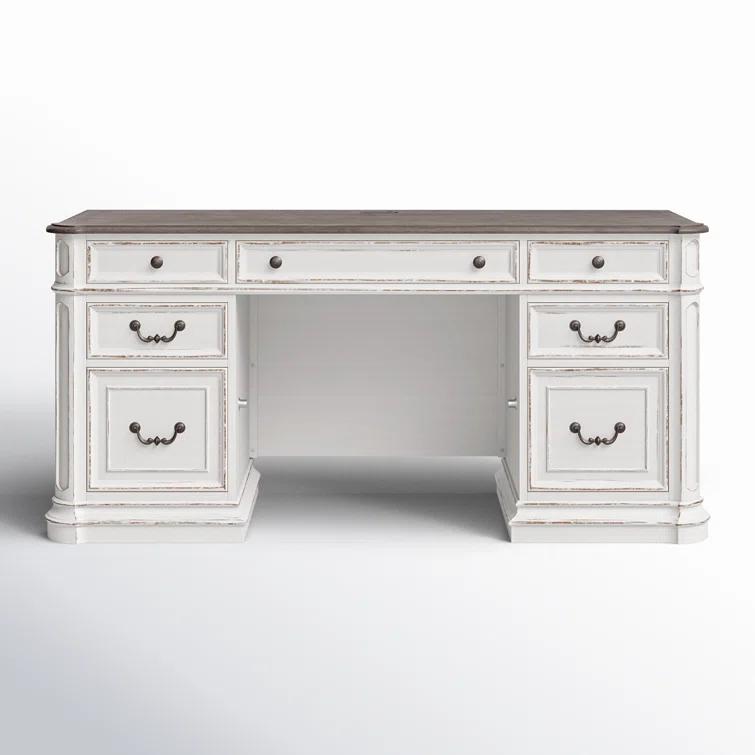 Laurel Foundry Modern Farmhouse® Colchester Credenza Home Office Desk with Built in Outlets