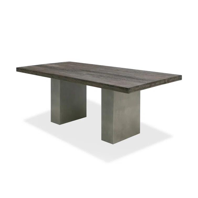 Benjara Cid Ari Dining Table, Rectangular Top, Gray