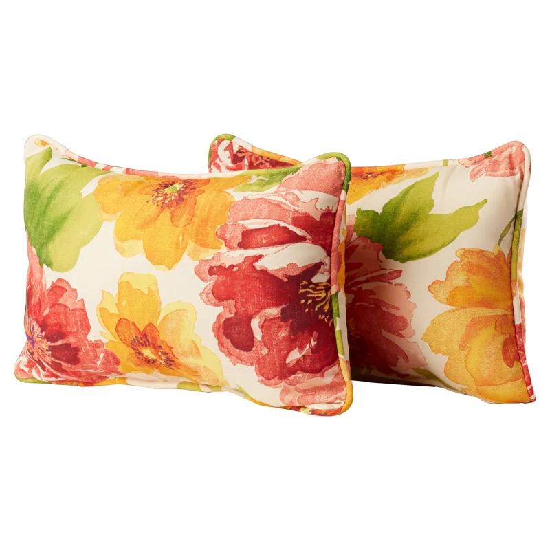 Pillow Perfect Primro Floral Indoor/Outdoor Reversible Throw Pillow (Set of 2)