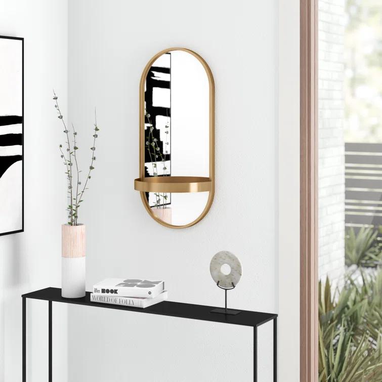 Lumi Metal Flat Mirror with Shelves