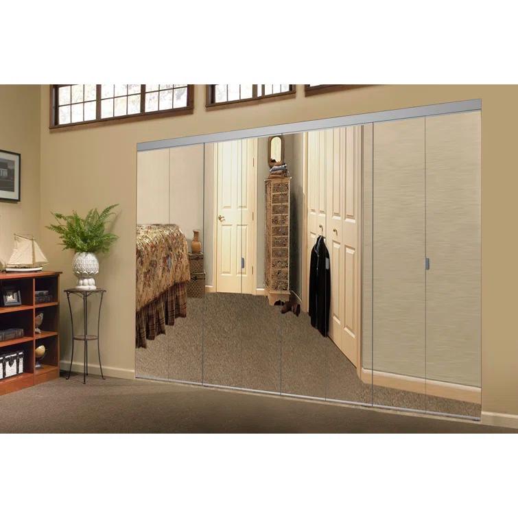 Custom Door and Mirror Solid + Manufactured Wood Mirrored Bi-Fold Door