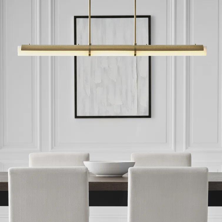 Modern Precision 50'' Brass and Crystal LED Linear Chandelier
