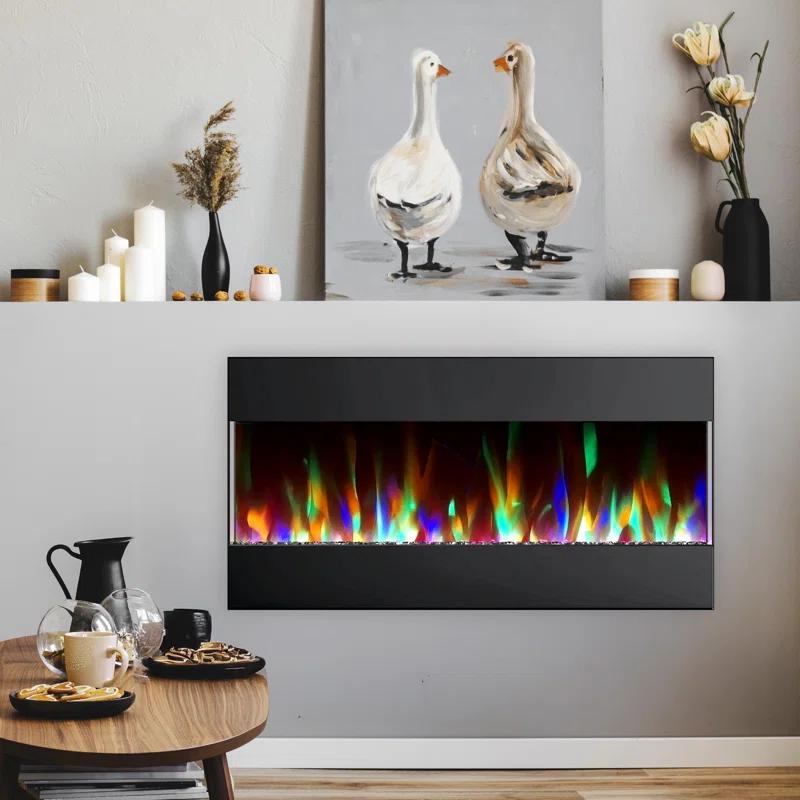 Cambridge Cambridge Recessed Wall Mounted Electric Fireplace with Crystal Rock Display
