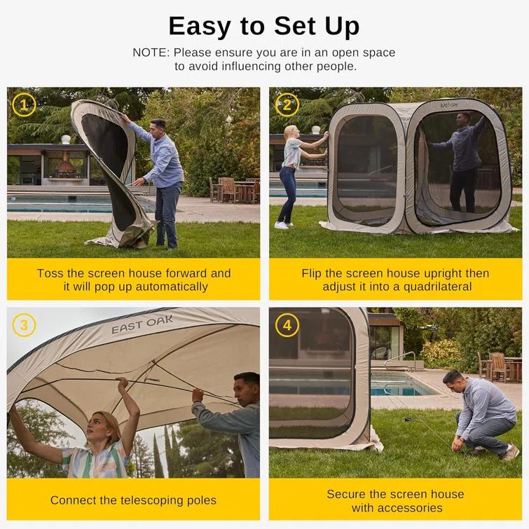 EAST OAK EAST OAK Screen House Tent Pop-Up 6 x 6 FT