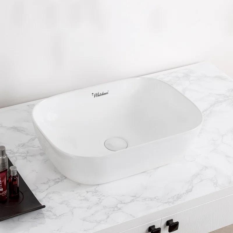 Whitehaus Collection WH71333 Whitehaus Collection Isabella Plus 12.5'' White Vitreous China Rectangular Bathroom Sink