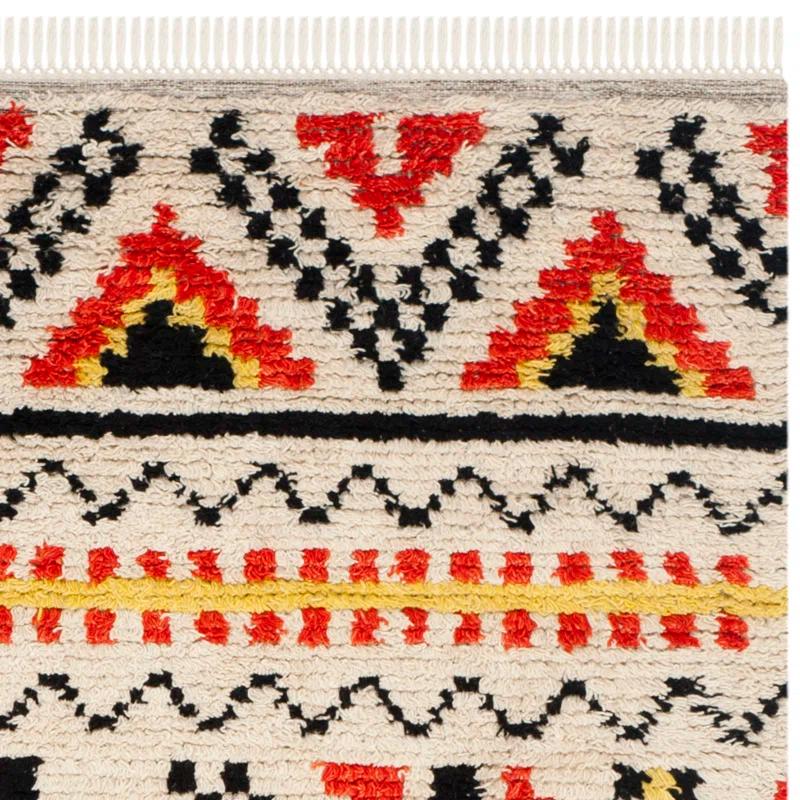 Latitude Run® Bakerhill Hand Knotted Wool/Cotton Southwestern Rug in Red/Black/Beige & Reviews | Wayfair