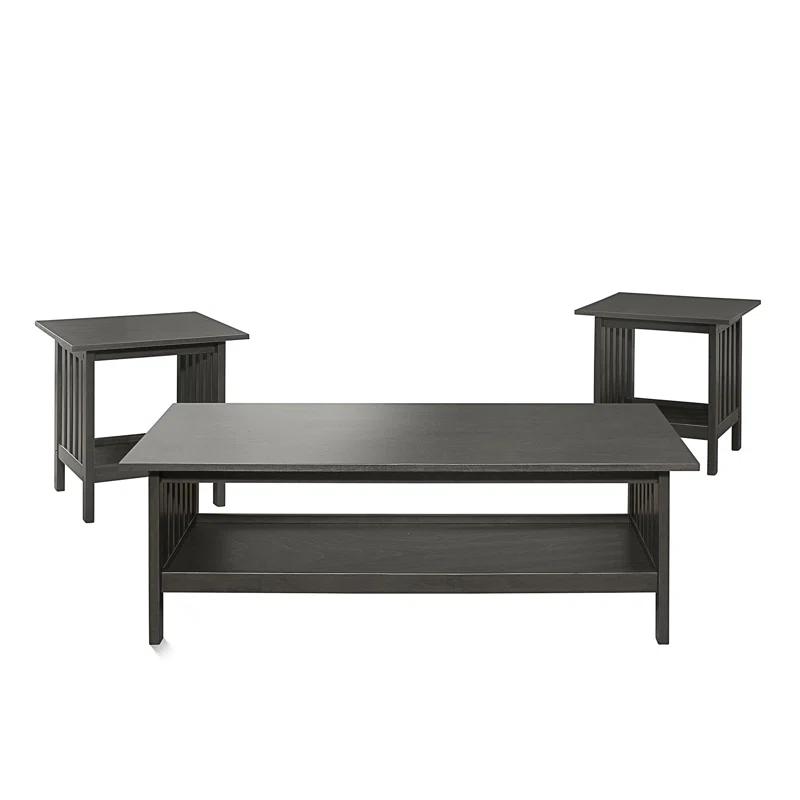 Red Barrel Studio® Classic Style Coffee Table And Two End Table Set Antique Gray Finish 3Pc Occasional Table Set Wooden Transitional Living Room Furniture (Set of 3)