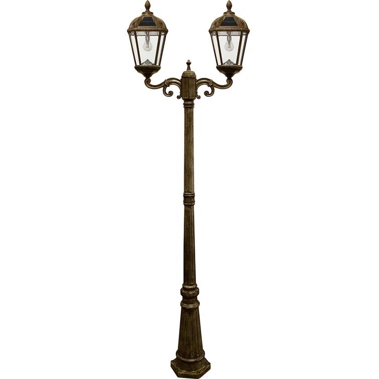 Gama Sonic Royal Brown 2-Light 89" H 300 Lumen Solar Powered Lamp Post (Full)