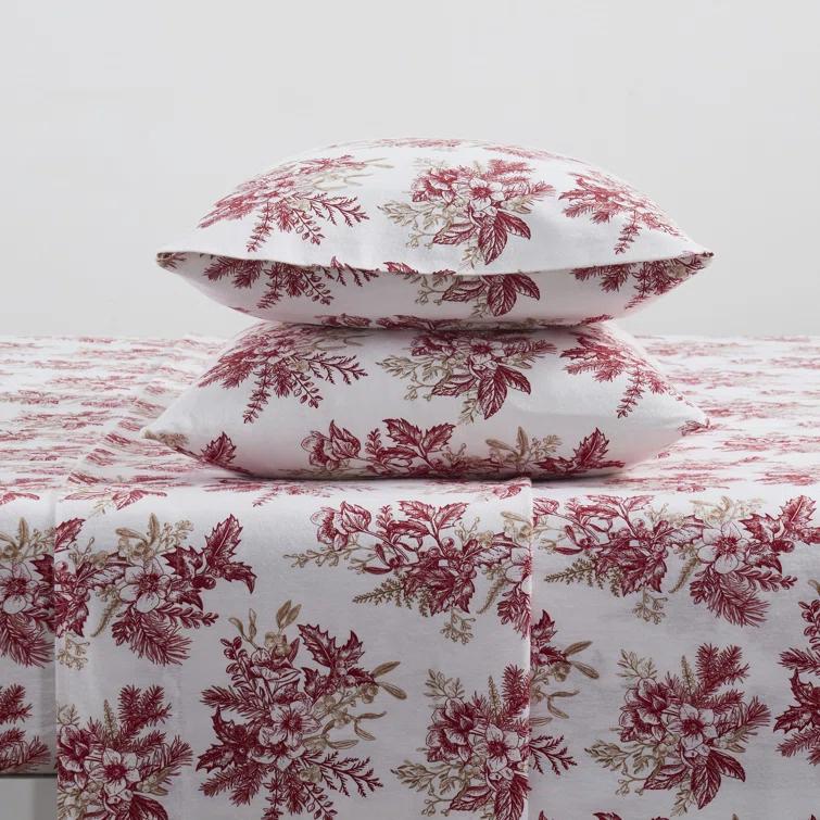 Tahari Toile 4-Piece Triple Brushed Cotton Flannel Bed Sheet Set