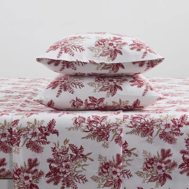 Tahari Toile 4-Piece Triple Brushed Cotton Flannel Bed Sheet Set
