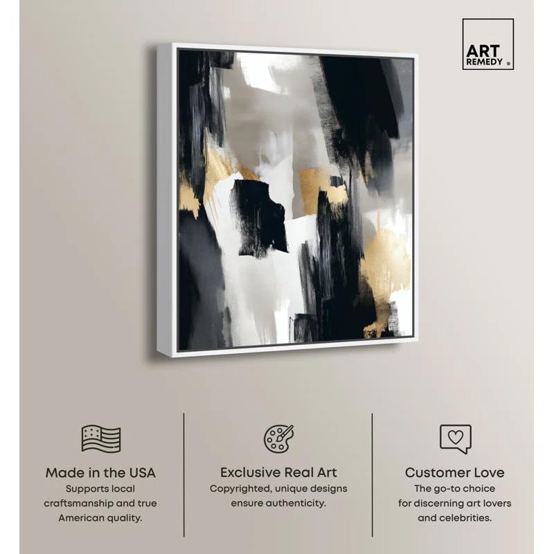 Art Remedy Lost Between Canvas Modern Black And White Abstract Art by Art Remedy