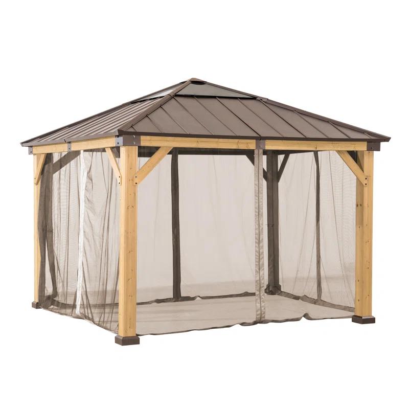 Sunjoy Universal Mosquito Netting for Wood Framed Gazebos, 4-Panel Screen Walls for Outdoor Patio with Zipper (Mosquito Net Only) & Reviews | Wayfair