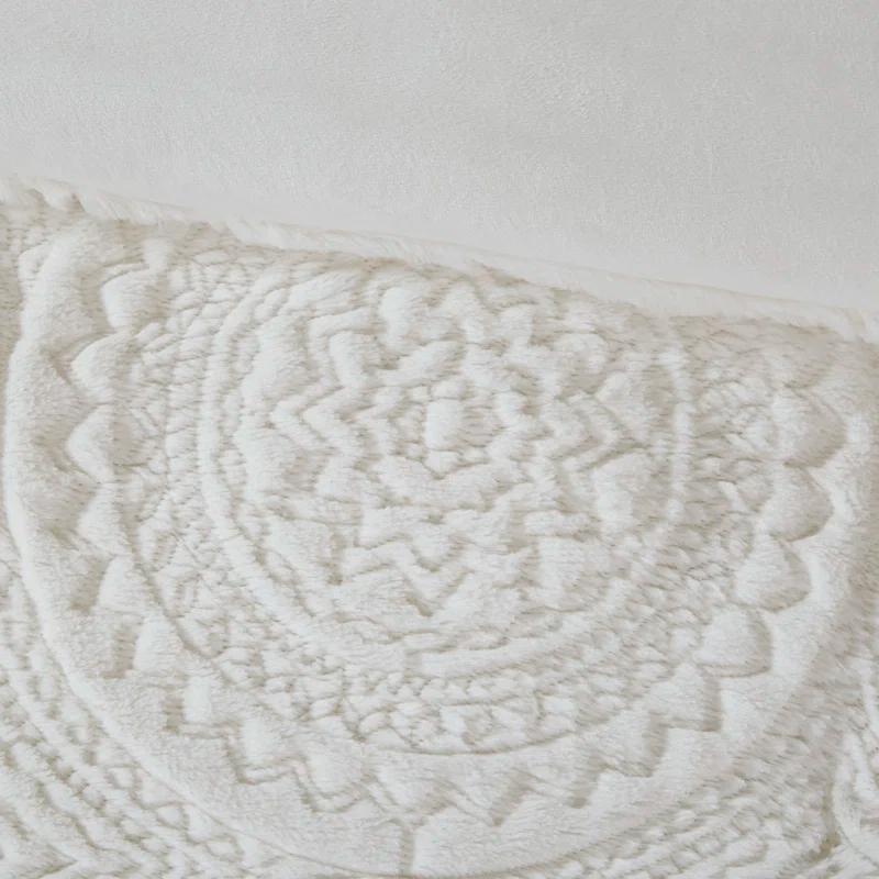 Madison Park Arya Embroidered Medallion Faux Fur Ultra Plush Comforter Set