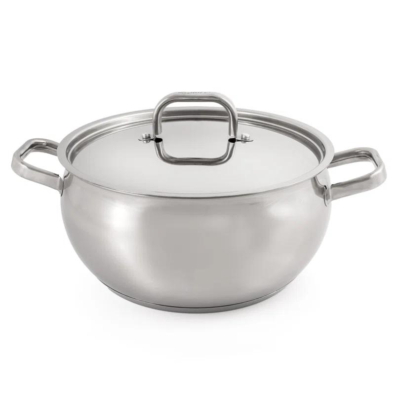 BergHOFF SS 18/10 5.5 Qt Stock Pot With SS Lid, Belly Shape, 9.5"