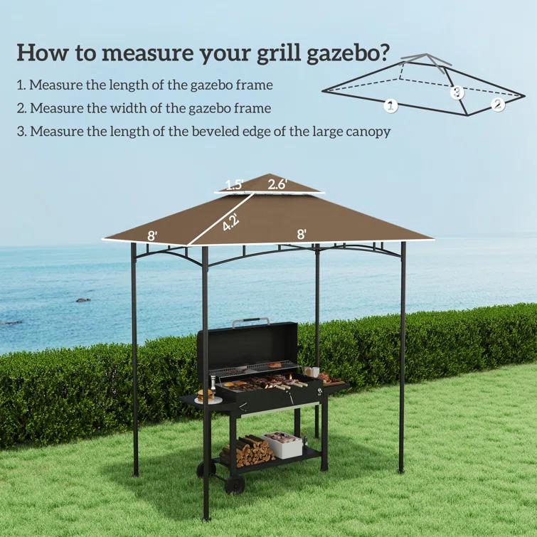 Outsunny Grill Gazebo Canopy Replacement Roof, UPF50+ Protected, 5' x 8' Outdoor BBQ Canopy Replacement Cover, Double Tiered Grill Canopy Replacement Cover, TOP COVER ONLY