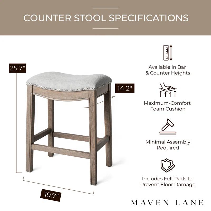 Maven Lane Maven Lane Adrien Backless Saddle Kitchen Stool with Fabric Upholstery
