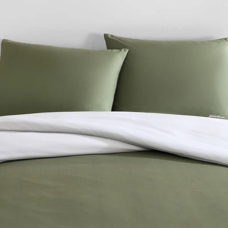 Eddie Bauer Skyline Stripe Reversible Green Duvet Cover Set