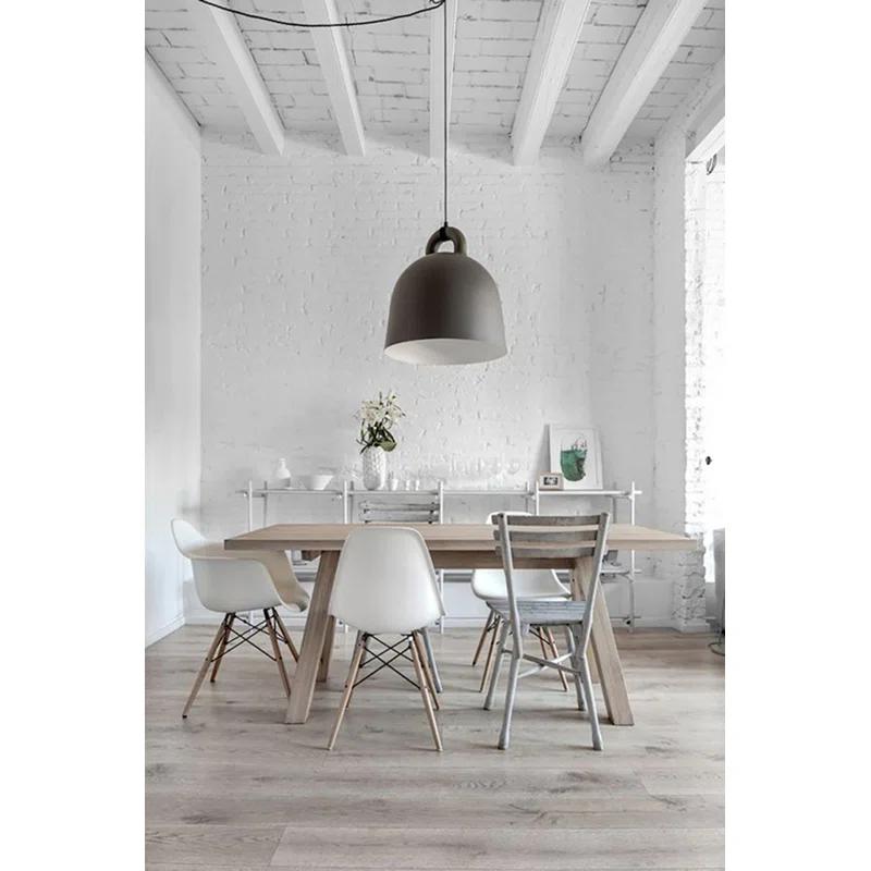 George Oliver Set of 2 Modern Dining Side Chairs from Molded Plastic Armchair Shell with Natural Wooden Legs (Set of 2)