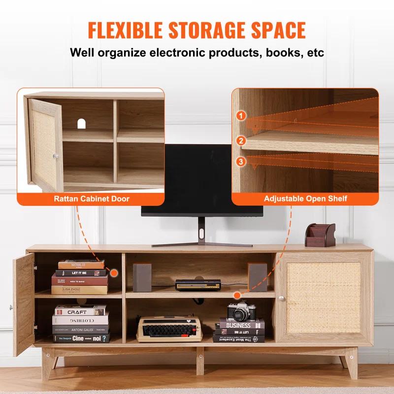 VEVOR Rattan TV Stand for 75in TV