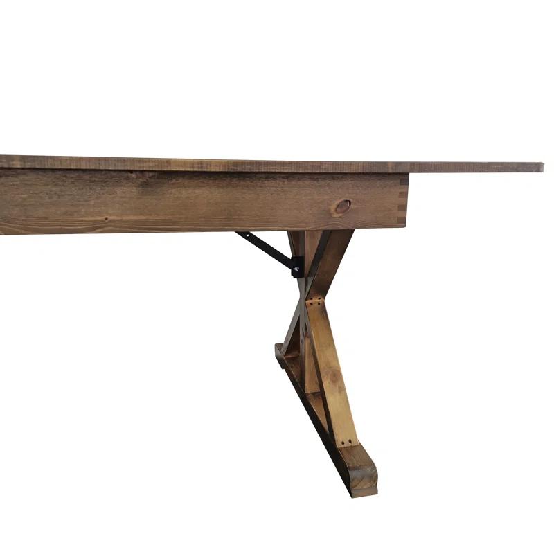 Flash Furniture Eternity Rectangular Solid Pine Farm Dining Table with Folding X-Style Legs