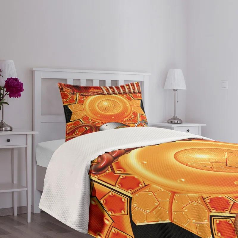 Ambesonne Ambesonne Steampunk Bedspread Set Retro Gear Technology Multicolor