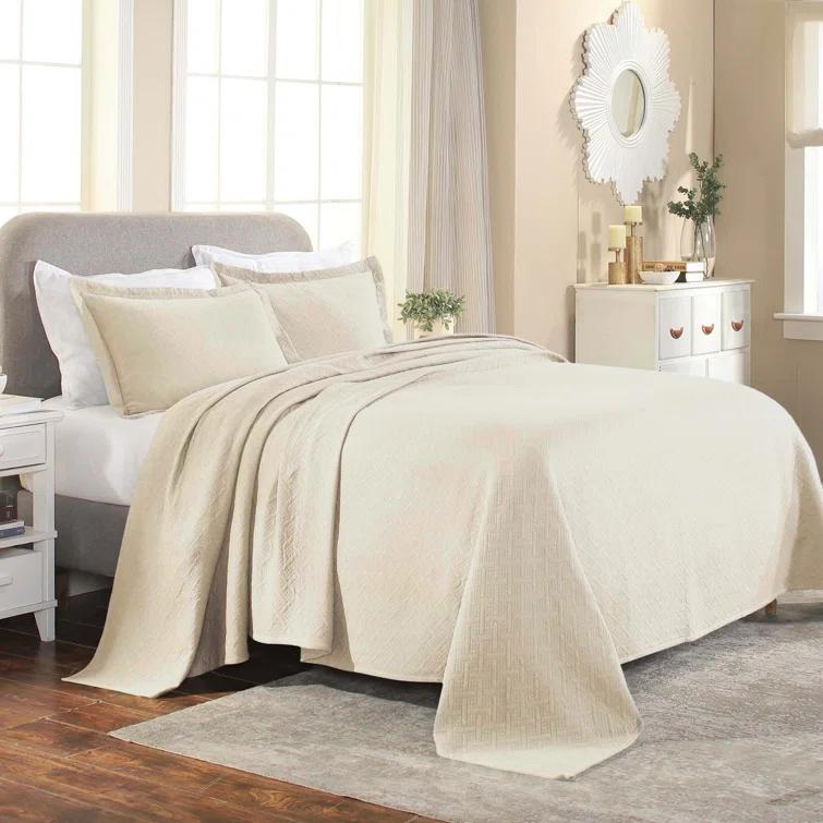 Superior Superior Cotton All Season Basketweave Medium Weight Bedspread Set with Shams