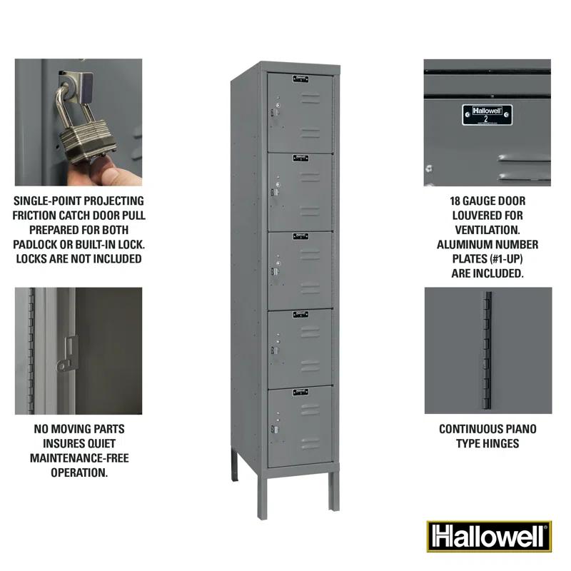 Hallowell Premium Metal 5 - Tier 12'' Employee Locker