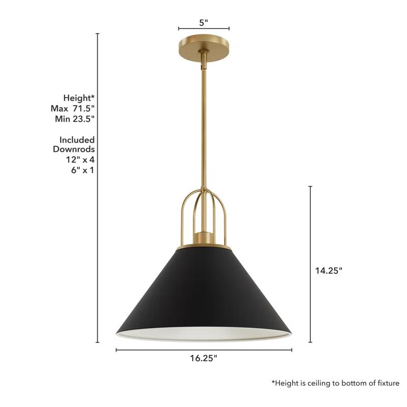 Jasmine Roth Collection + Hunter Jasmine Roth 1 - Light Flat Matte Black Cone Pendant