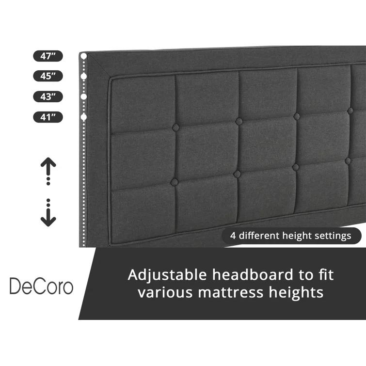 DeCoro Home DeCoro Mornington Upholstered Platform Bed Frame and Headboard