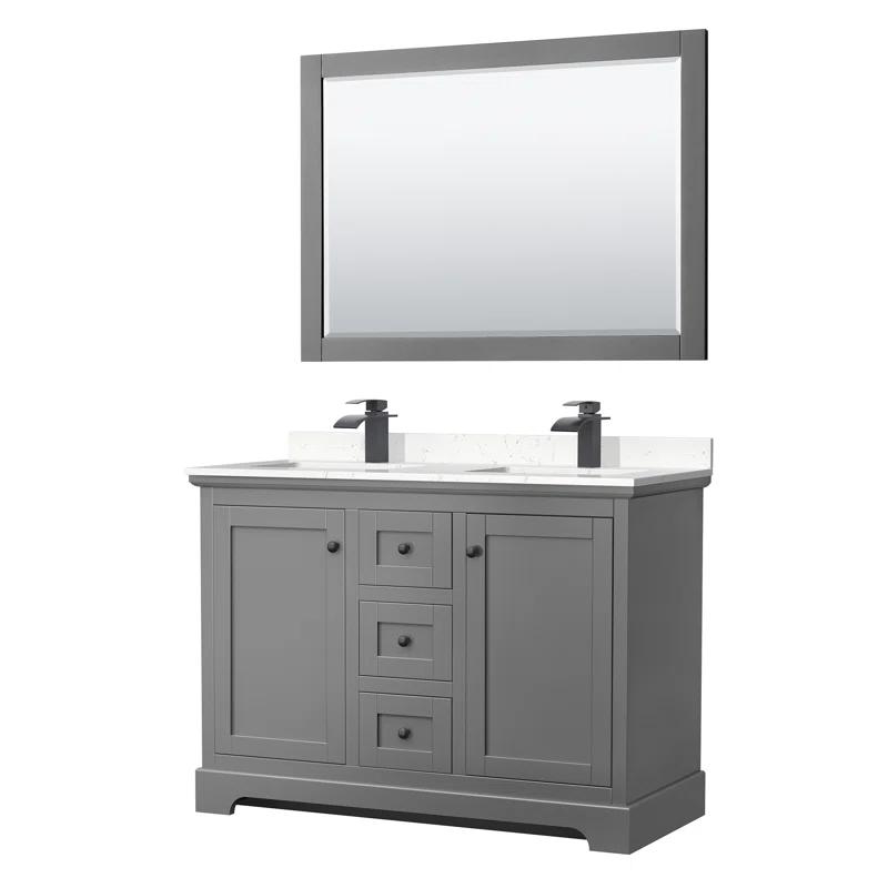 Wyndham Collection Avery 48'' Double Bathroom Vanity with Marble Top with Mirror