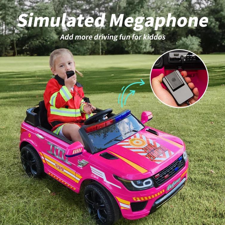 Outfunny Electric Police Car for Kids, 12 Volt Kids Ride on Toy Car with Remote Control, Bluetooth, Megaphone