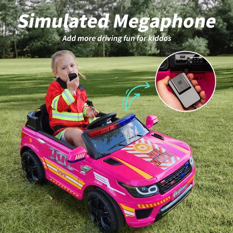 Outfunny Electric Police Car for Kids, 12 Volt Kids Ride on Toy Car with Remote Control, Bluetooth, Megaphone