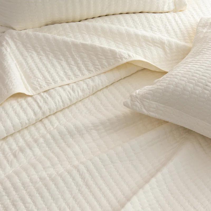 FreshFolds Modern & Contemporary Stripe Stitched Quilt Set with Shams