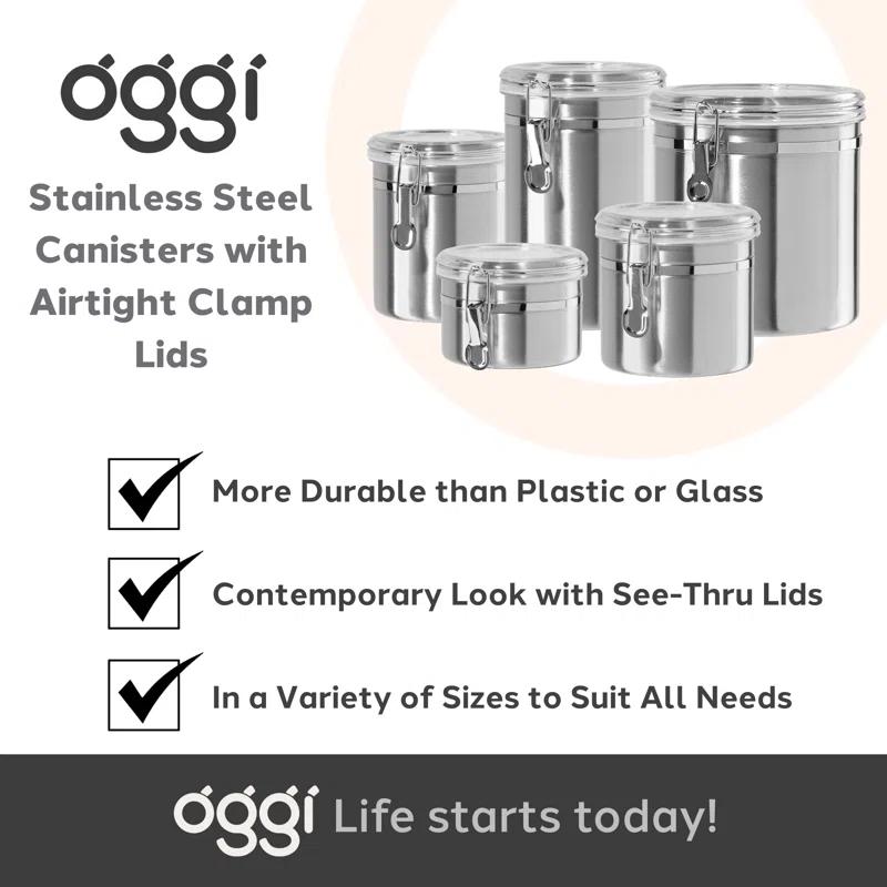 Stainless Steel Clamp Canister w/ Clear Lid