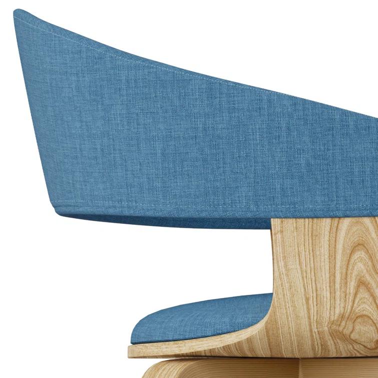 Lowell Bentwood Upholstered Dining Chair with Curved Backrest in Mid-Century Modern Style