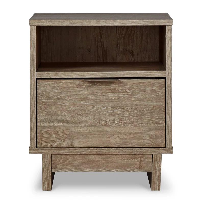 Altie Transitional Brown 1-Drawer Nightstand with Open Cubby