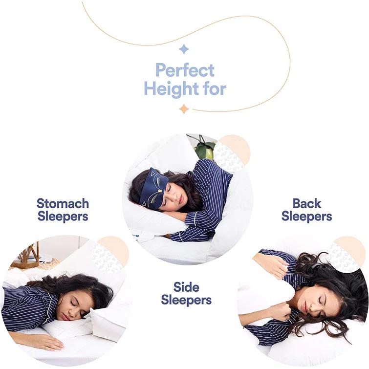 ContinentalBedding Continental Bedding Soft Down Pillows, 2-Pack, 550FP, 75% Down 25% Feather, 400TC 100% Cotton Cover (Set of 2)