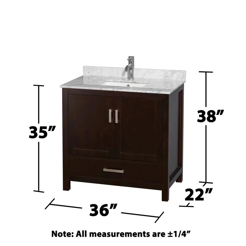 Wyndham Collection Sheffield 36" Freestanding Single Bathroom Vanity with Marble Top