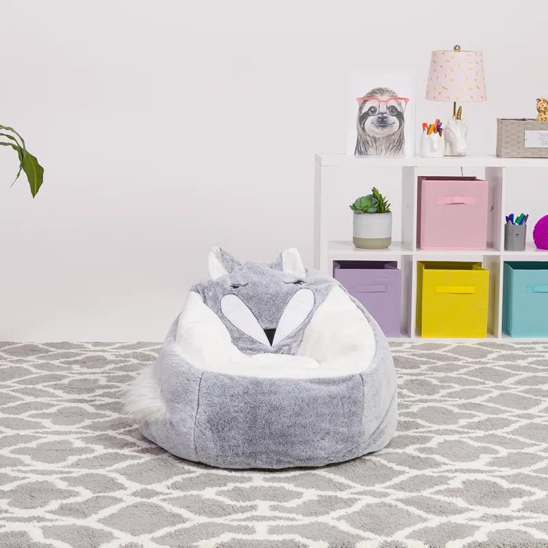 Posh Creations Animal Bean Bag Chair Structured Comfy, Cozy and Soft Filled Kid Bean Bag Lounger Seat for Gaming, Reading and Watching TV, for Children, Multiple Faux Fur Animal Chair Designs & Reviews | Wayfair