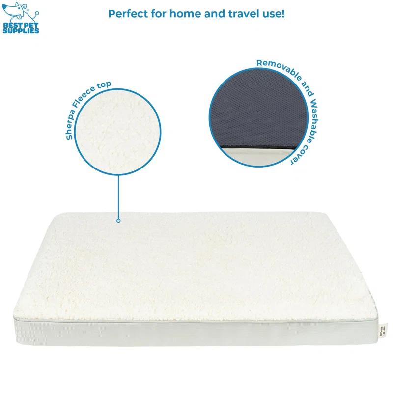 Best Pet Supplies Best Pet Supplies Dog Crate Mat with Waterproof Exterior, Orthopedic Foam, and Sherpa Cover