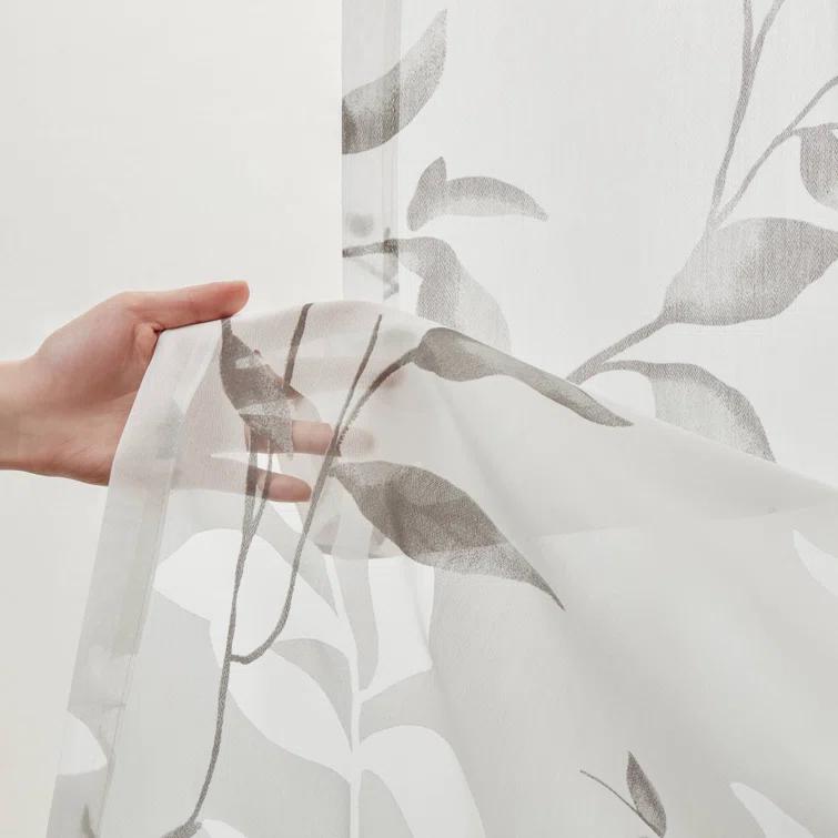 Madison Park Cecily Floral Printed Burnout Sheer Grommet Single Curtain Panel