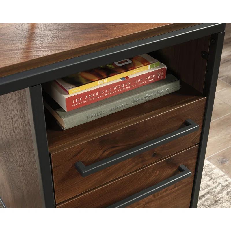 17 Stories Home Office Desk with Drawers and Open Shelf