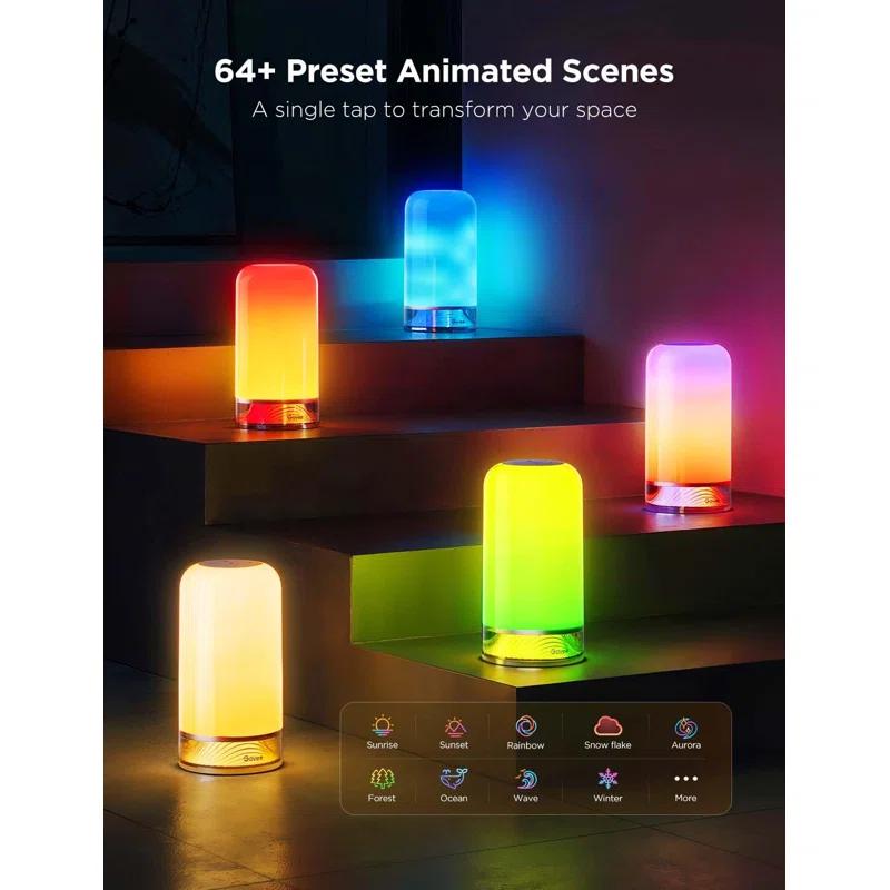 Zeki Shoggy Smart Table Lamp 2, Touch Bedside Small Table Lamp Work With Matter, Alexa, LED Desk Lamp With 64 Scene Modes, Color Changing Lamp For Bedroom Living Room Dimmable Night Light(Corded)