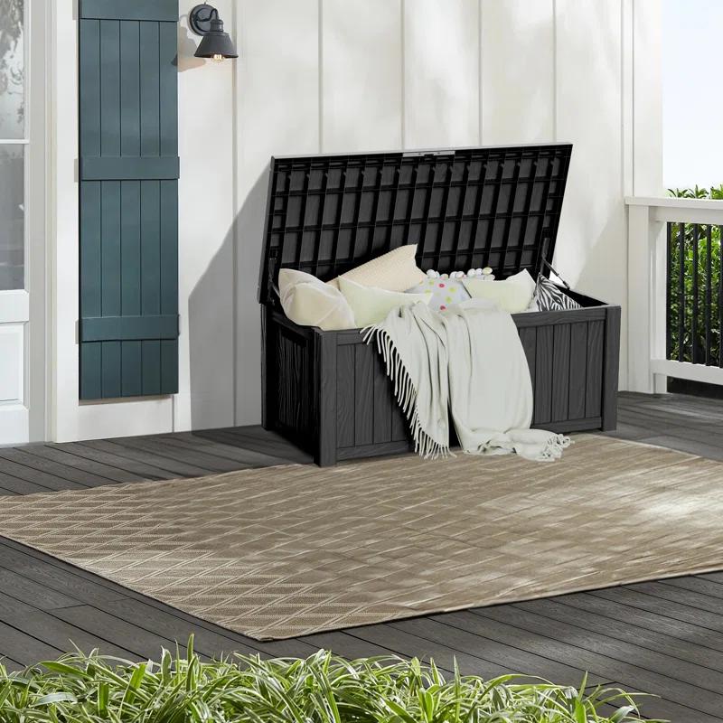Hokku Designs Waterproof 120 Gallon Large Outdoor Indoor Patio Storage Deck Box , Outside Storage Bin for Cushion Pillows, Towels, Garden Tools